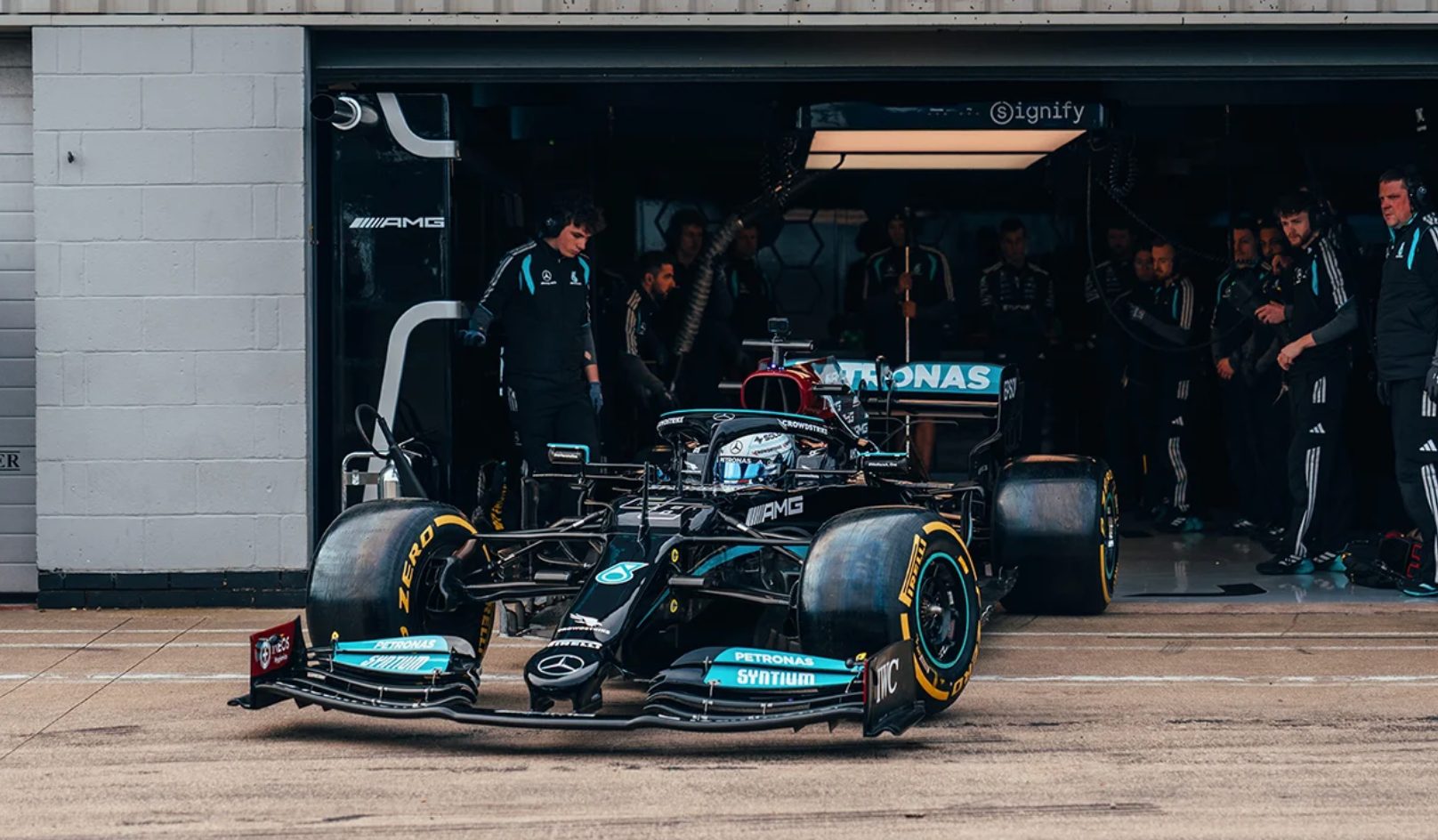 Doriane Pin's car in the Mercedes-AMG garage